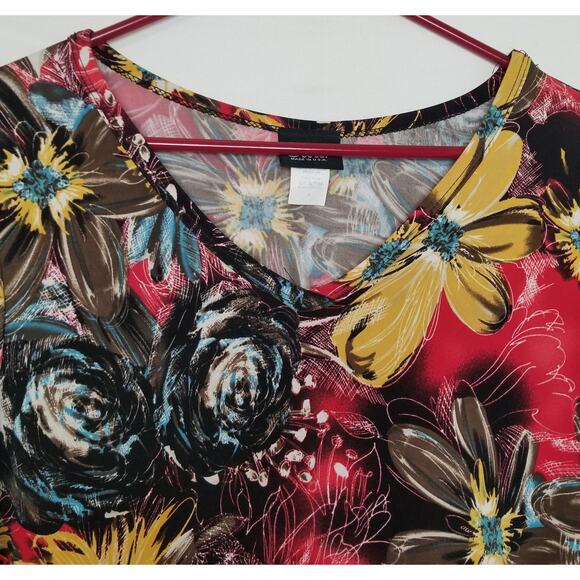 JOSTAR Multicolor Floral Stretch Travel Knit Slinky TOP Size - SEE MEASUREMENTS - Picture 2 of 8